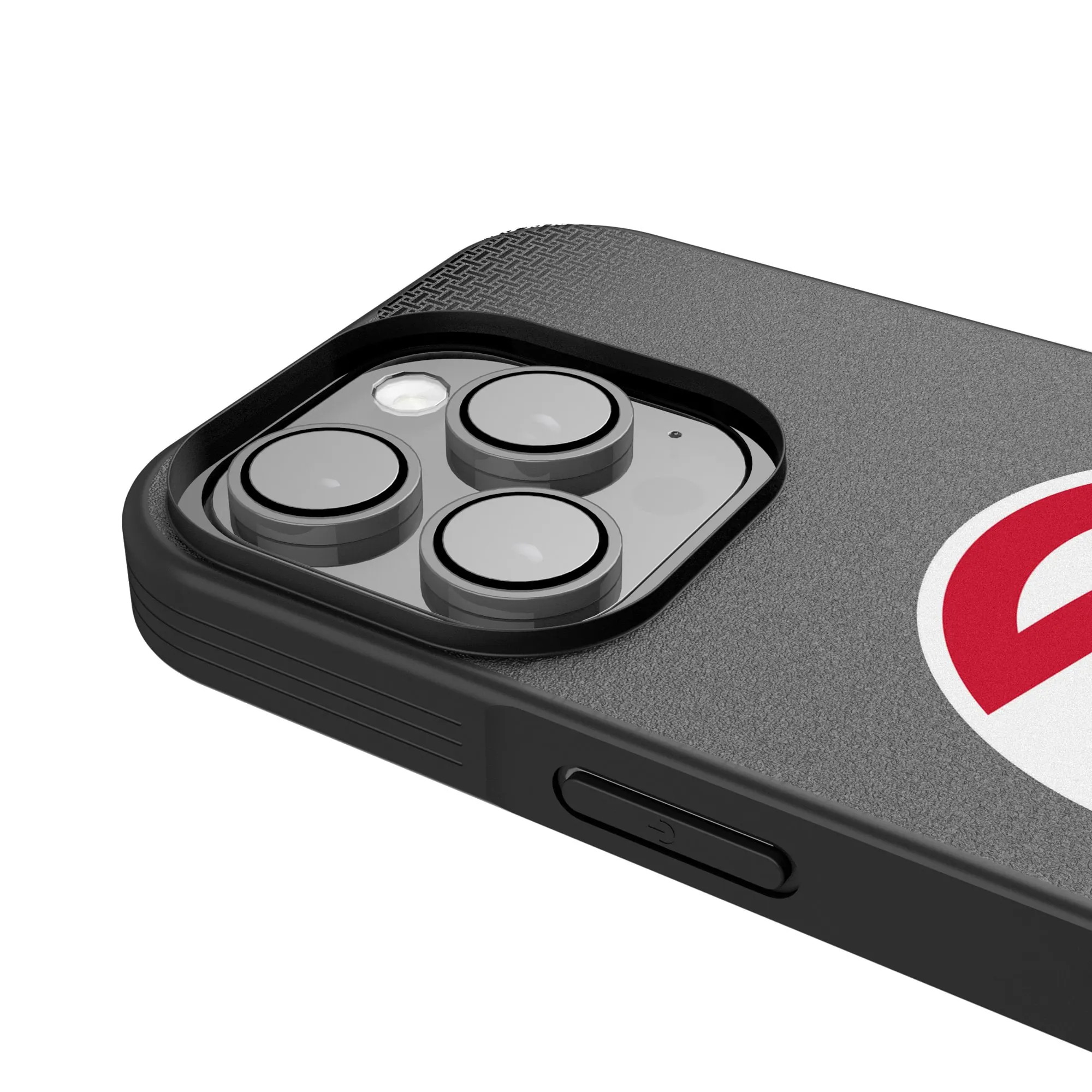 Alt View 3. Keyscaper - Atlanta Hawks Linen Logo iPhone Bump Case - 15 Plus - Black.