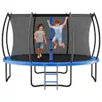 Front. VEVOR - Outdoor Trampoline, 14FT Recreational Trampoline, ASTM Approved Trampolines with Enclosure Net & Thickened Pad - Blue,Black.