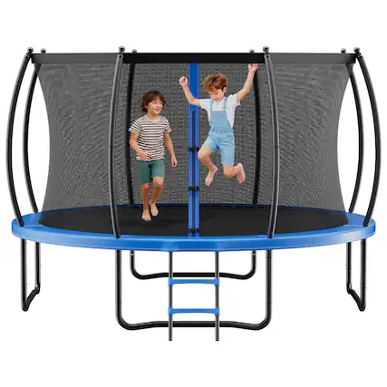 Front. VEVOR - Outdoor Trampoline, 14FT Recreational Trampoline, ASTM Approved Trampolines with Enclosure Net & Thickened Pad - Blue,Black.