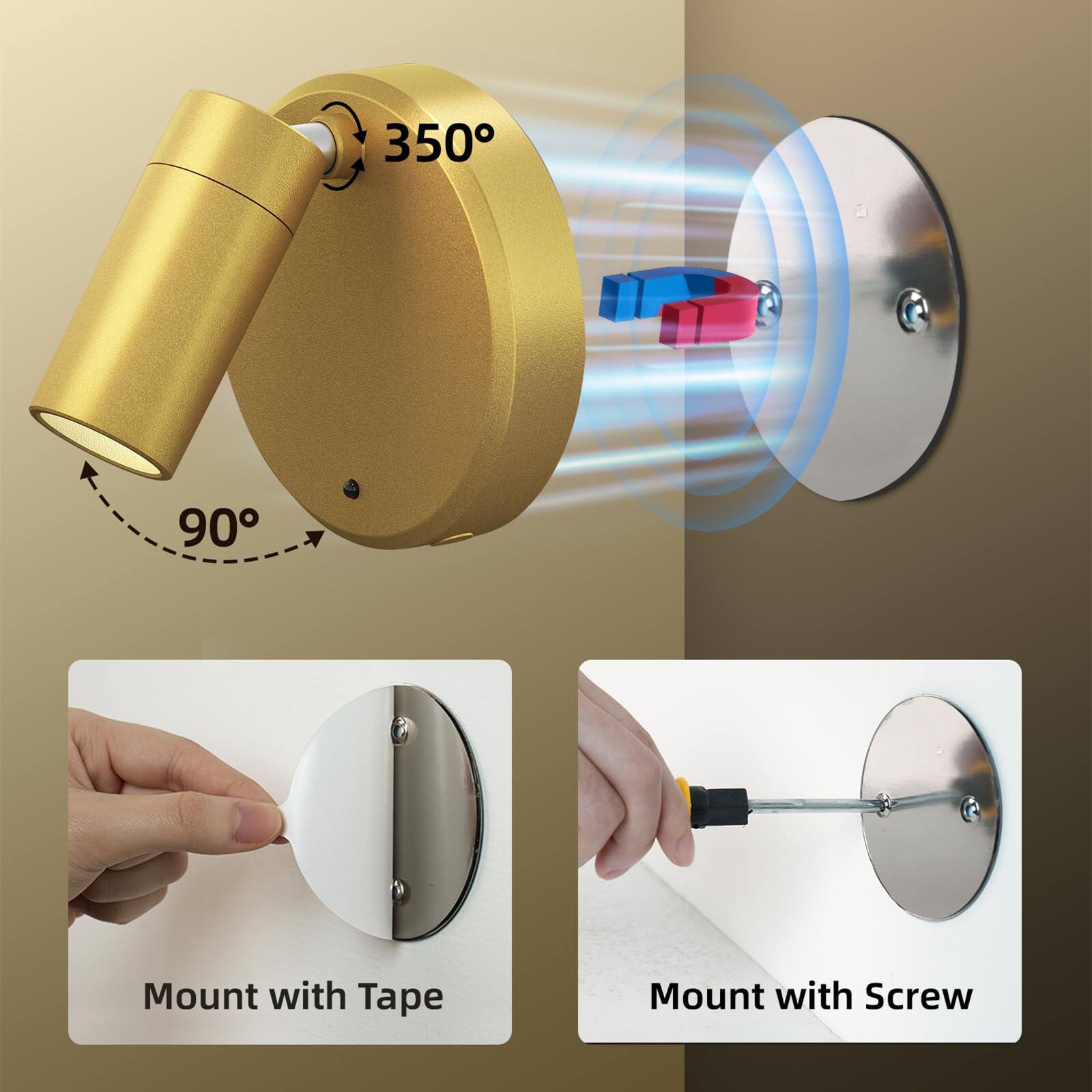 350°  
90°  

Mount with Tape  
Mount with Screw