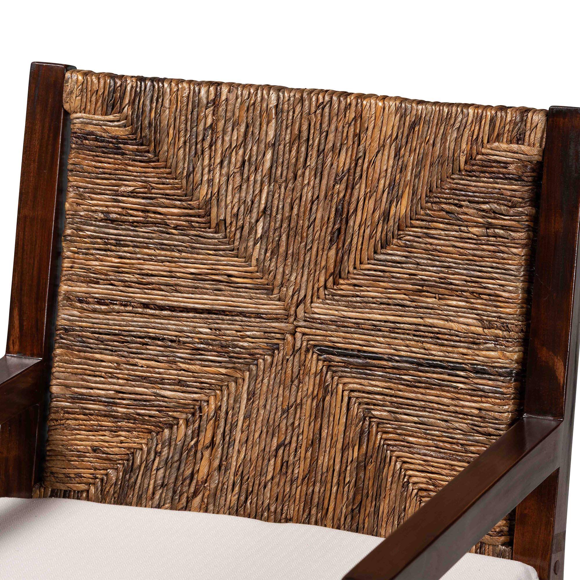 Back. bali & pari - Cordoba 2-Piece Handwoven Seagrass Armchairs - Solid Mango Wood Frame Dining Chair with Woven Seat and Backrest - Natural Brown/Dark Brown.
