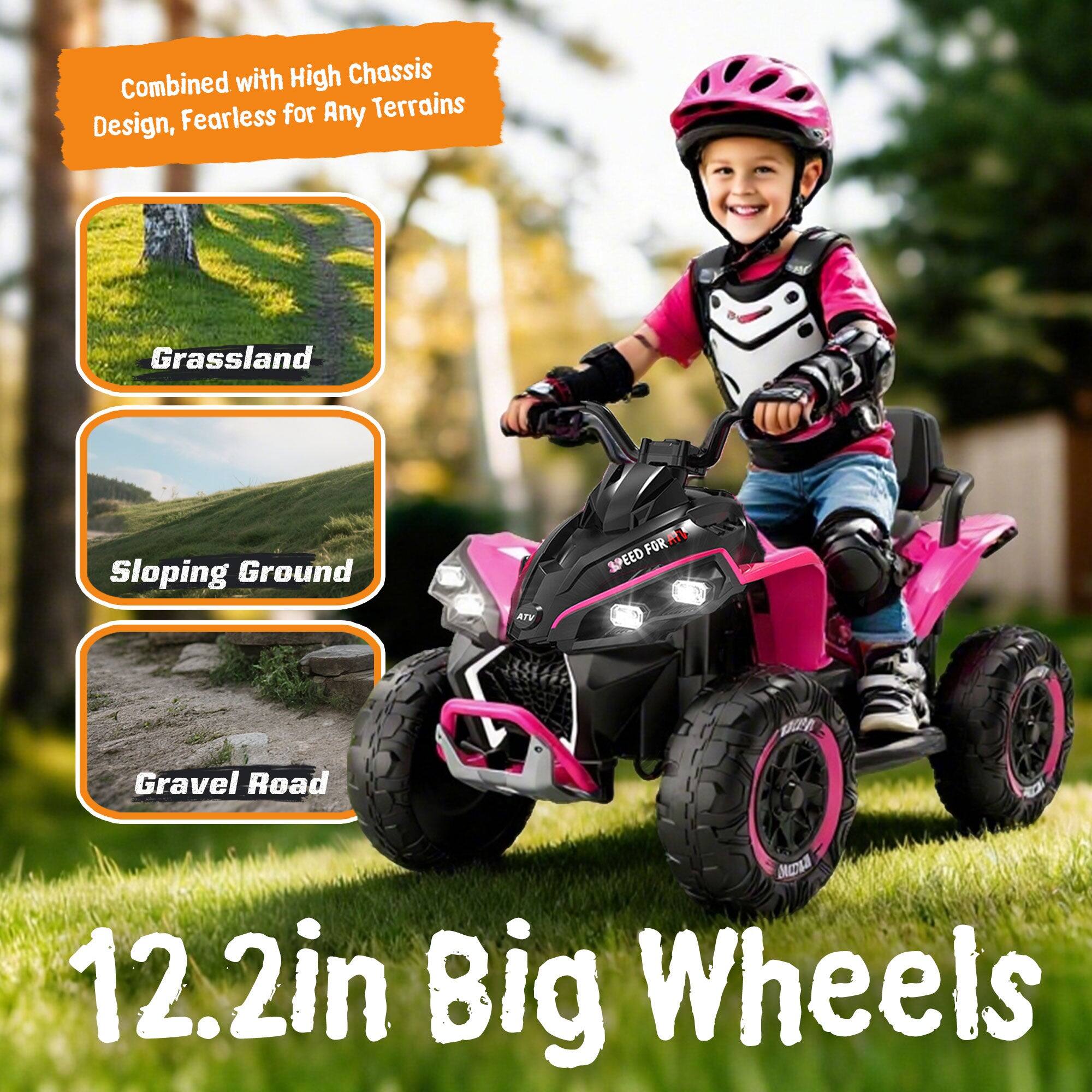 Combined with High Chassis Design, Fearless for Any Terrains

Grassland
Sloping Ground
Gravel Road

12.2in Big Wheels