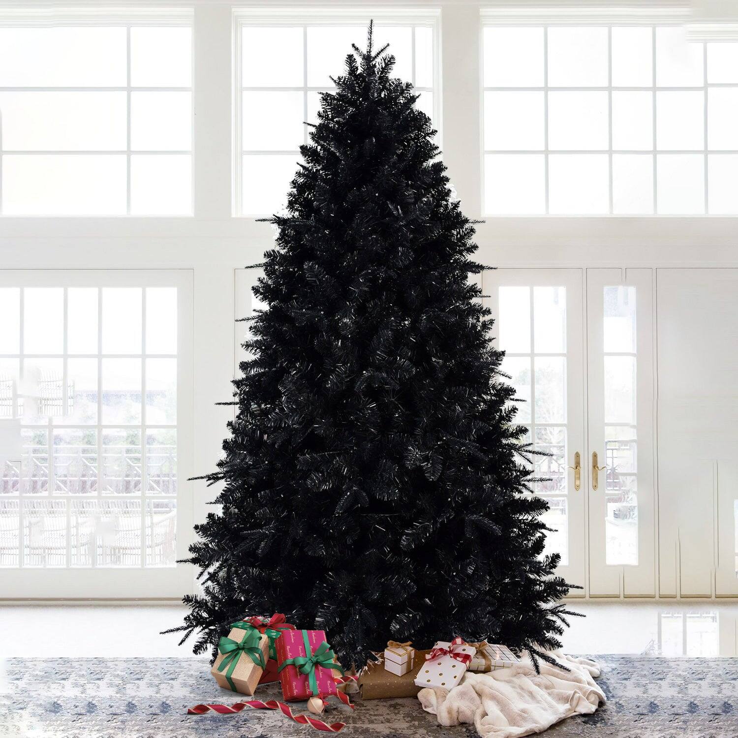 Alt View 5. BreeBe - 7.5ft Black Christmas Tree with 500 White LED Lights - Black.