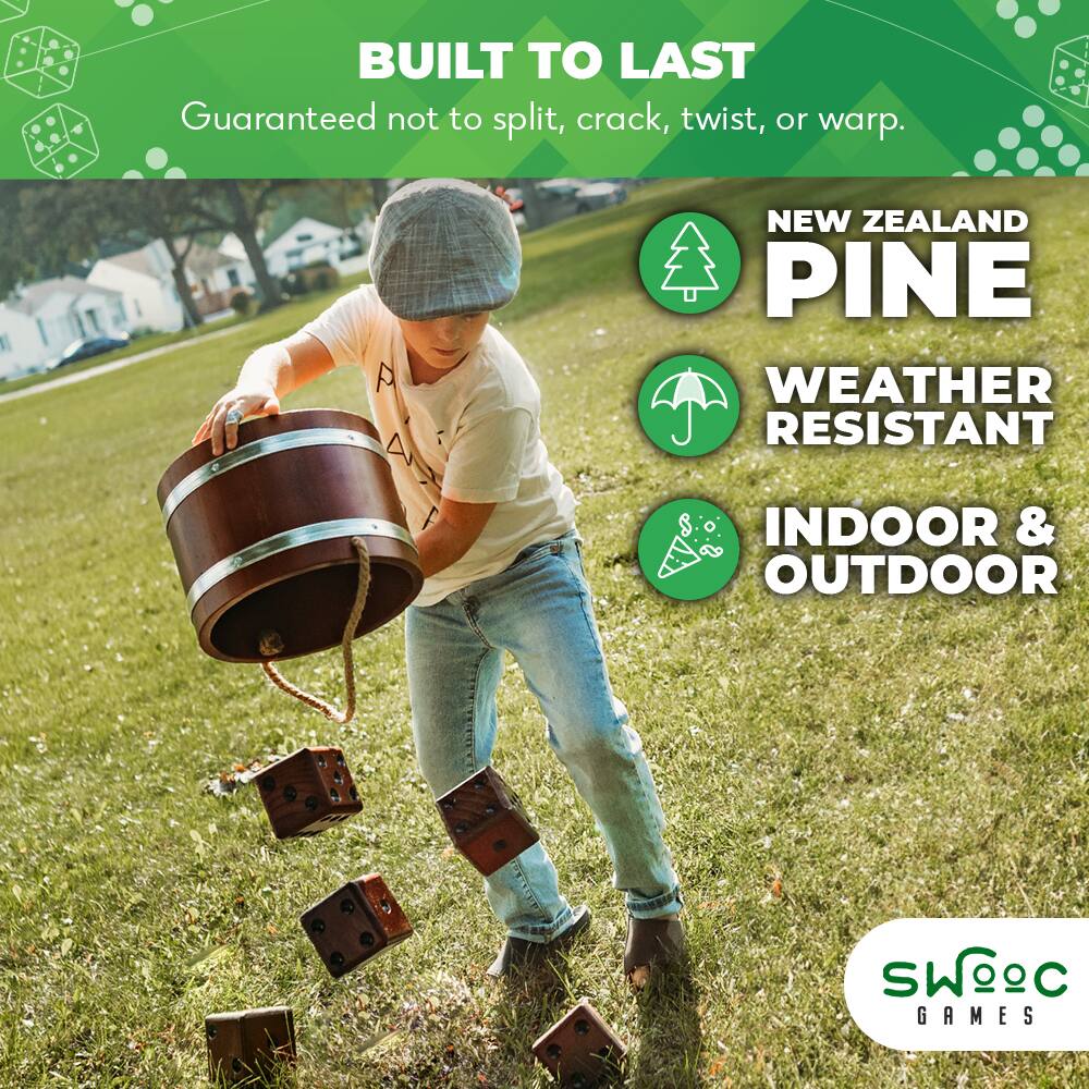 BUILT TO LAST  
Guaranteed not to split, crack, twist, or warp.

NEW ZEALAND PINE  
WEATHER RESISTANT  
INDOOR & OUTDOOR

SWOEC GAMES