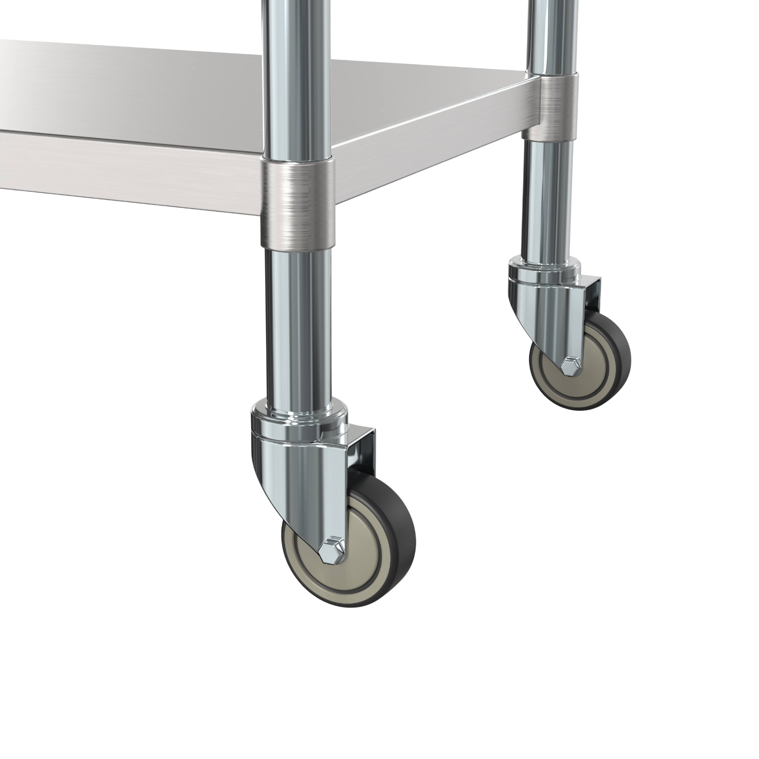 Alt View 5. Koolmore - 24" x 48" 18-Gauge 304 Stainless Steel Commercial Work Table with Casters, CT2448-18C. - Silver.