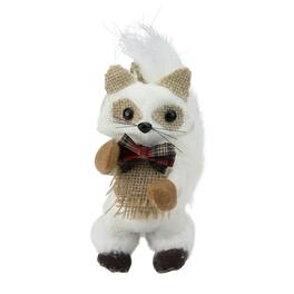 Melrose - 7" and Beige Mini Standing Winter Fox Christmas Ornament - White