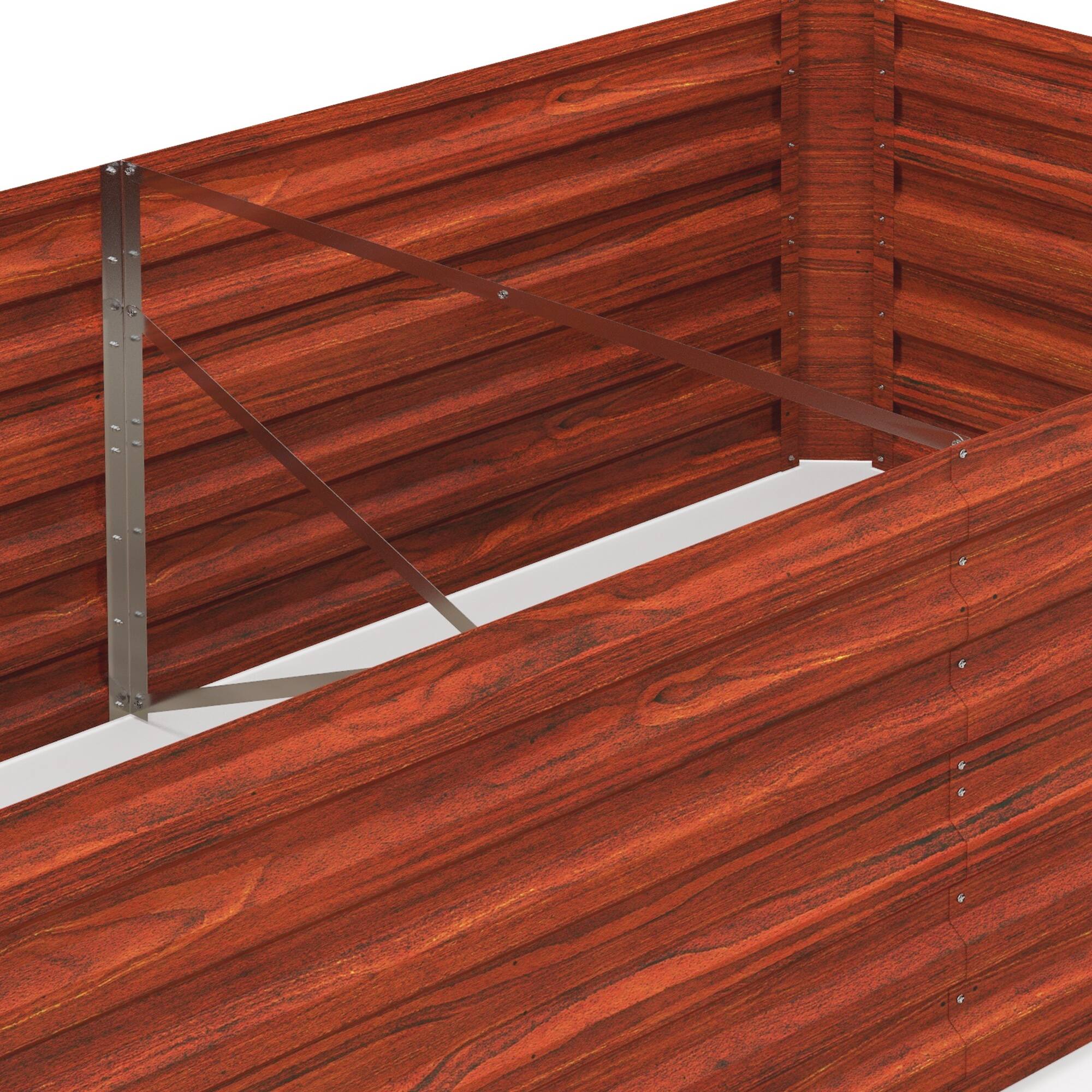 Alt View 4. Outsunny - Outsunny Galvanized Raised Garden Bed Kit with Reinforcing Bars, Large and Tall Metal Planter Box - Dark Brown.
