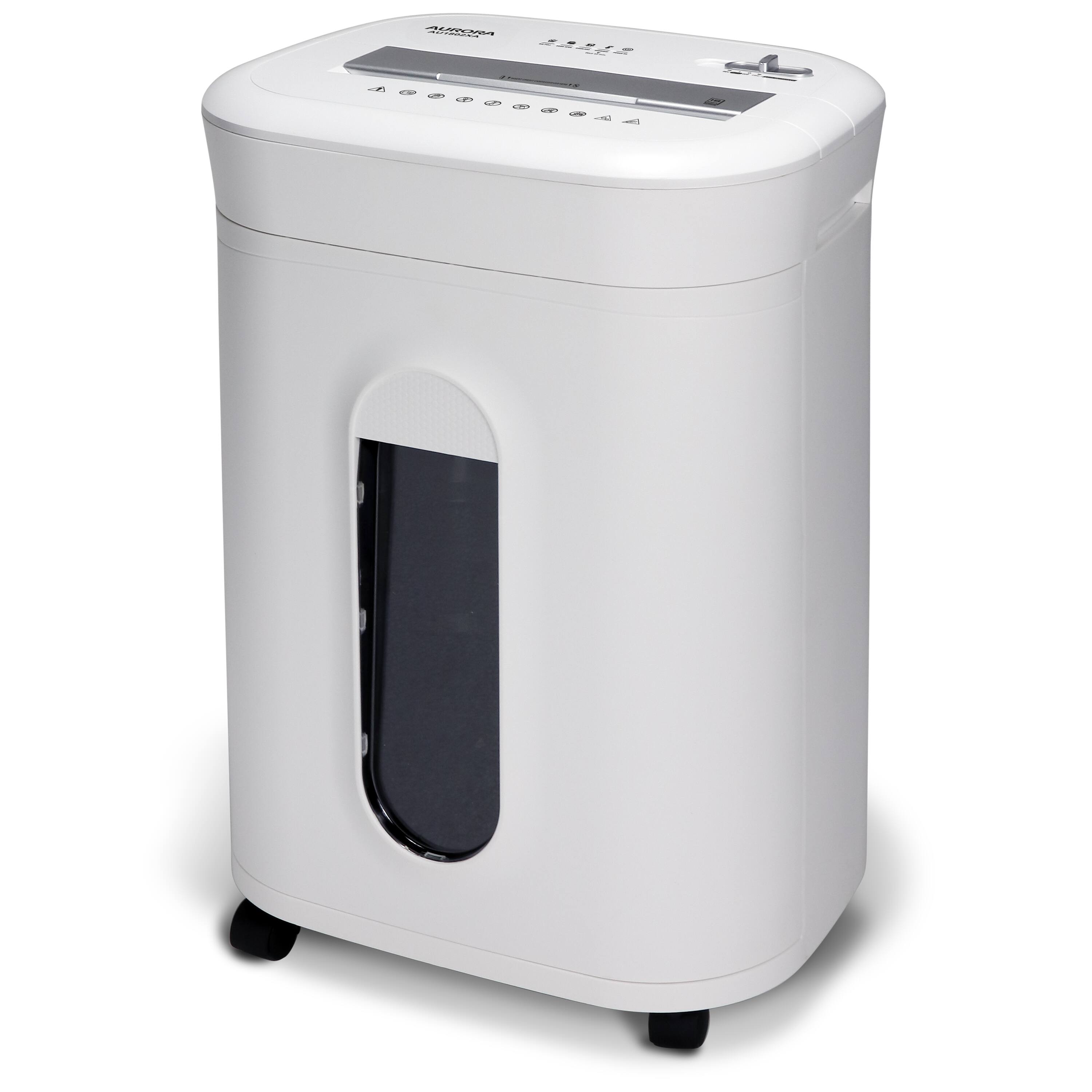 Angle. Aurora - Aurora AU1802XA Anti-Jam 18-Sheet Crosscut Paper & CD/Credit Card Shredder/ 6-Gallon Pullout Basket / 60 Minutes Runtime - White.