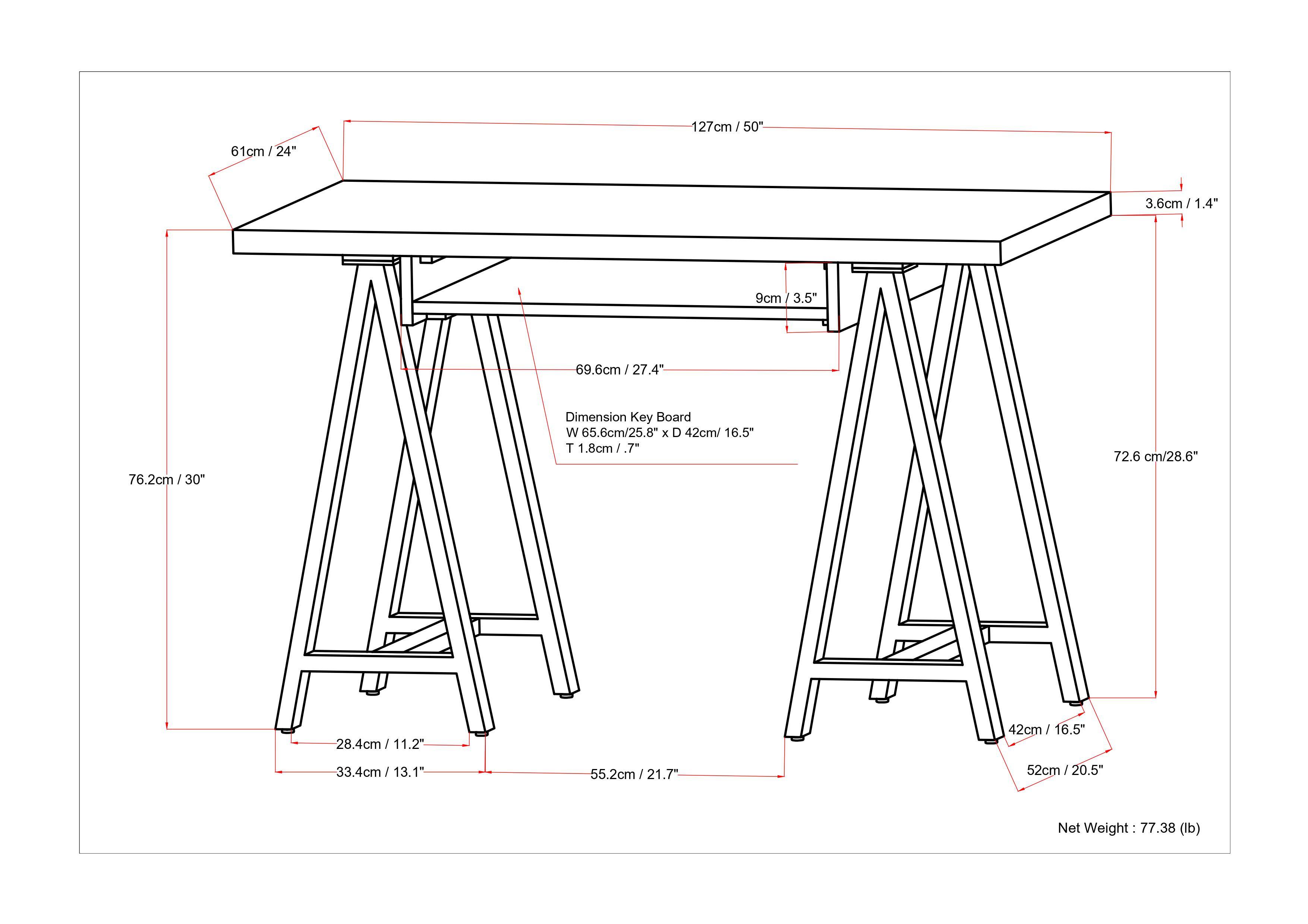 Alt View 17. Simpli Home - Sawhorse industrial 50 inch wide solid walnut wood and metal small desk - Walnut.