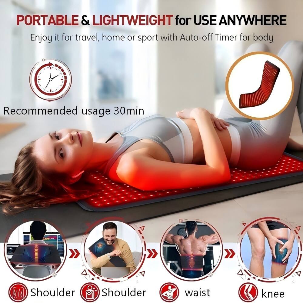 PORTABLE & LIGHTWEIGHT for USE ANYWHERE  
Enjoy it for travel, home or sport with Auto-off Timer for body  
Recommended usage 30min  

Shoulder  
Shoulder  
waist  
knee
