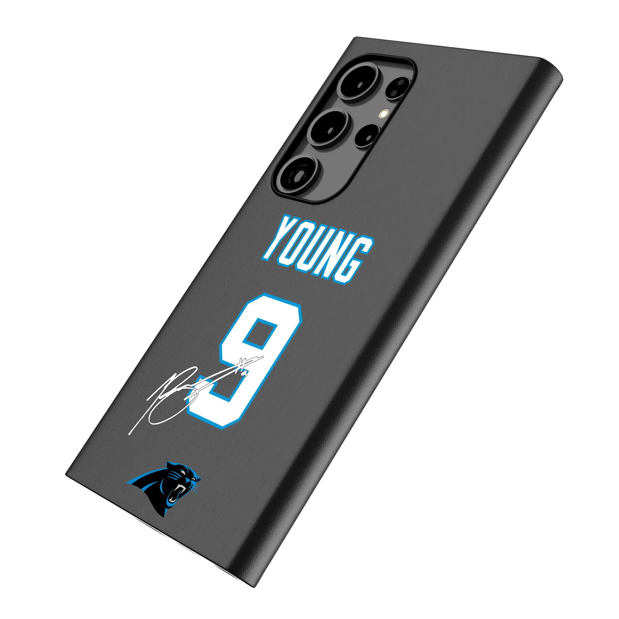 Alt View 1. Keyscaper - Bryce Young Black Carolina Panthers Galaxy Magnetic Bump Case - S25 - Black.