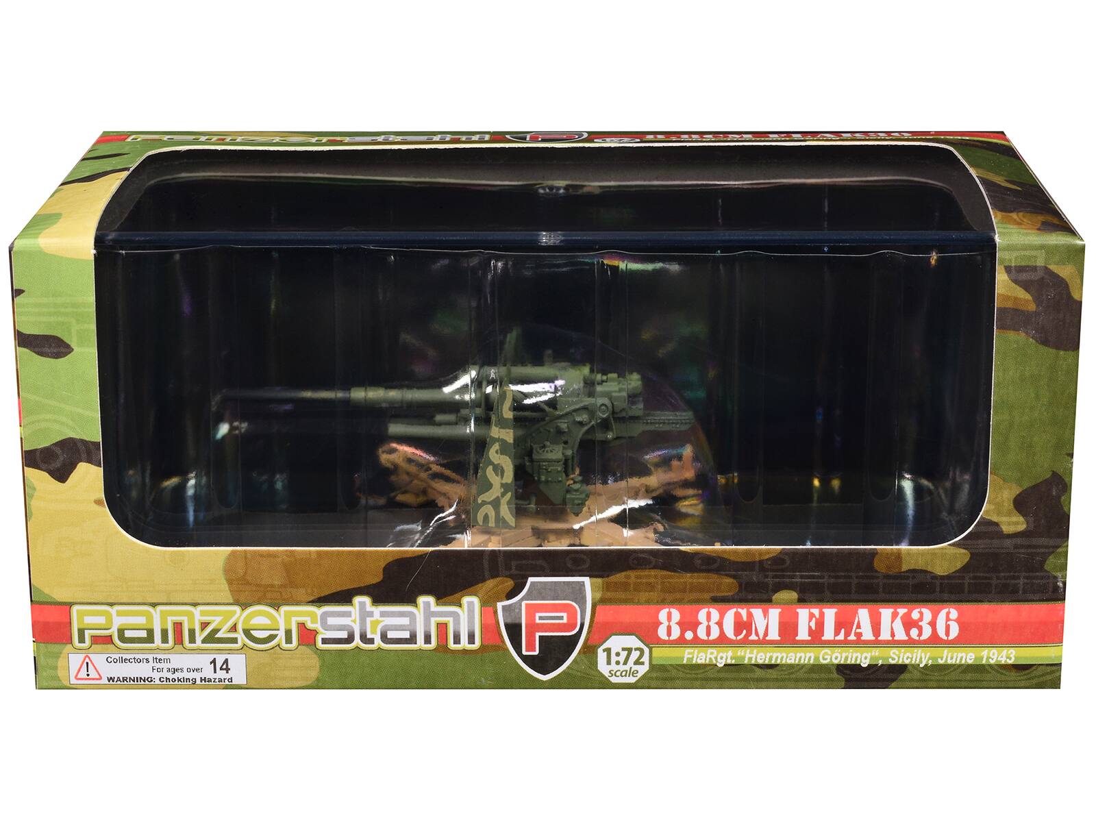 SS Panzerstahl P 8.8CM FLAK36 Collectors Item 1:72 FlaRgt. "Hermann Gring", Sicily, June 1943! For safe use 14 scale WARNING Choking Hazard