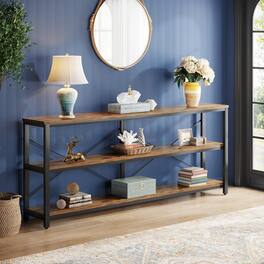 Tribesigns - Industrial Console Table with Engineered Wood Construction and Storage Shelves for Entryway and Hallway - Dark Brown