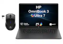 HP - Upgraded - OmniBook 3 Laptop 17.3 FHD Display (Ultra 7-255U, 16GB, 512GB SSD, Intel Graphics, Win 11 Pro) w/HP Wireless Mouse - Mica Silver