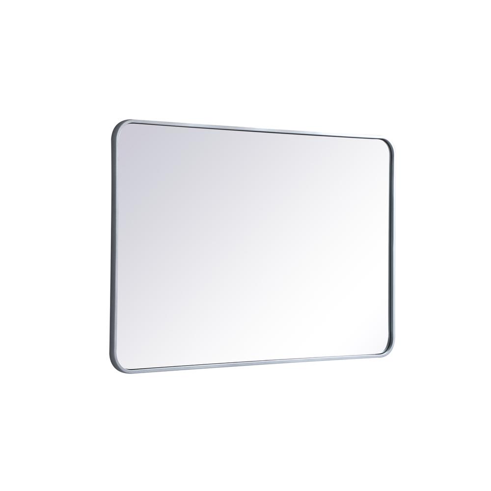 Alt View 1. Elegant Decor - Soft corner metal rectangular mirror 28x42 inch in Silver - Silver.