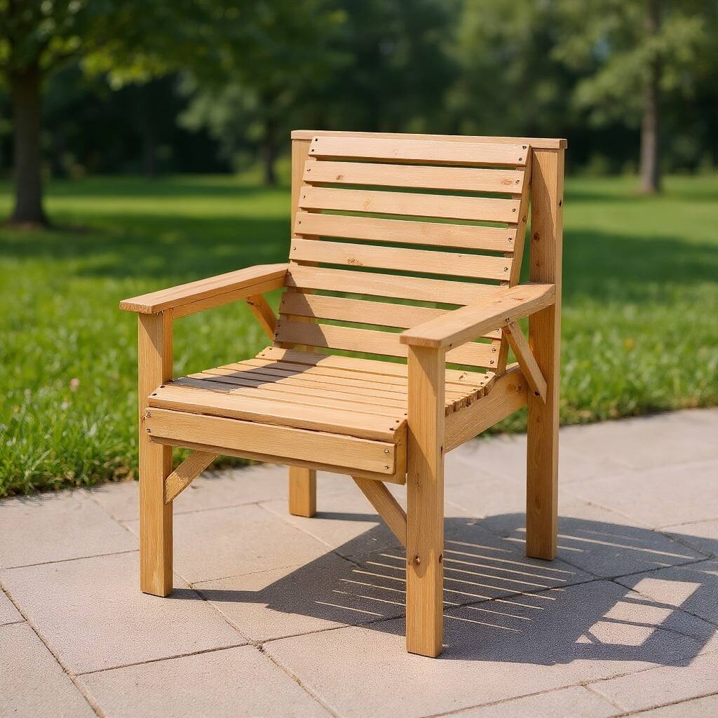Front. Kadyn - Outdoor Solid Fir Wood Chair with Inclined Backrest, Outdoor Dining Chair for Outside Patio, All Weather, Porch, Garden - Yellow.