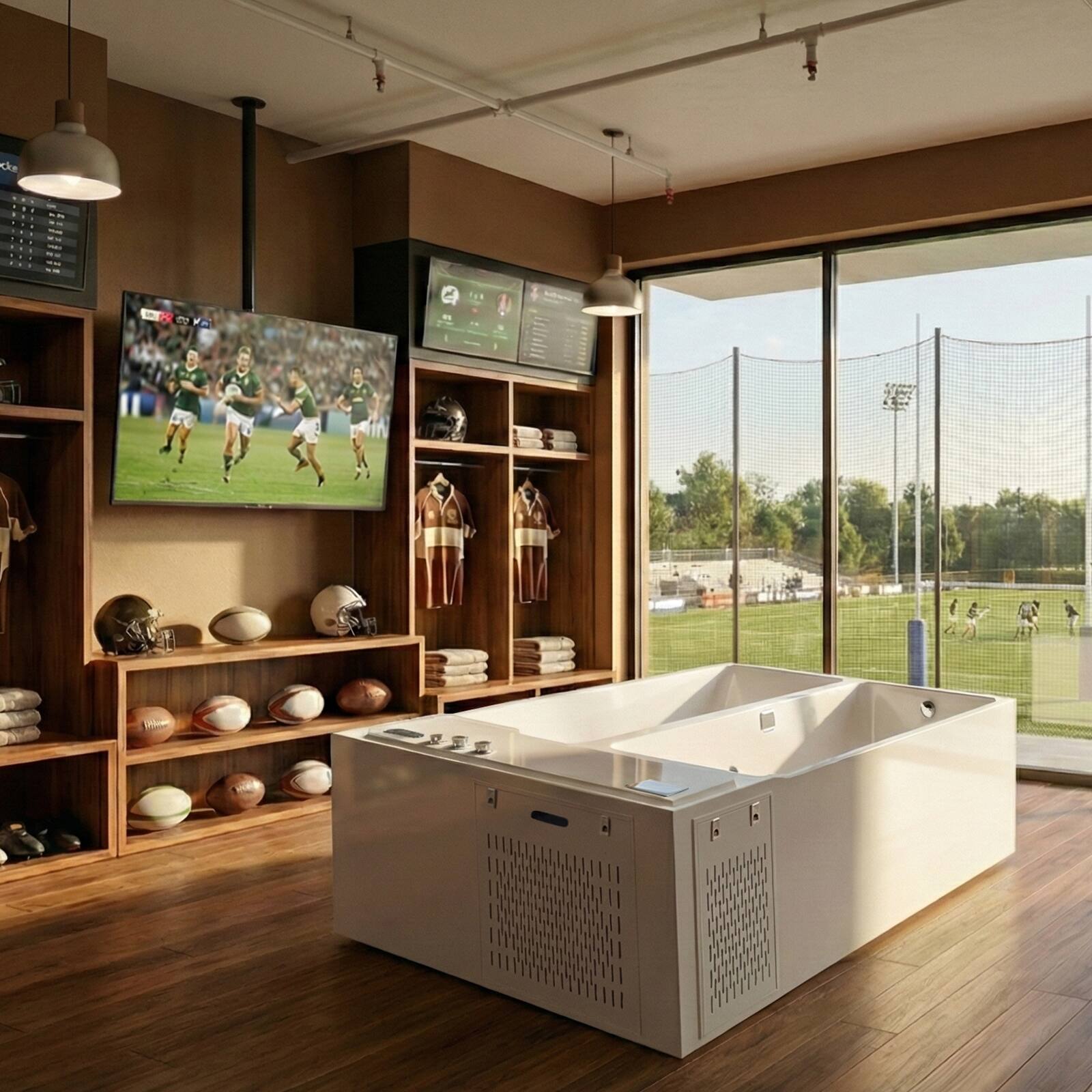 Alt View 5. Empava - 78 in. x 55 in. Dual Zone Cold Plunge - Ozone - Chiller - Heater and 20 Jets Whirlpool Bathtub - Thermostat in White - White.