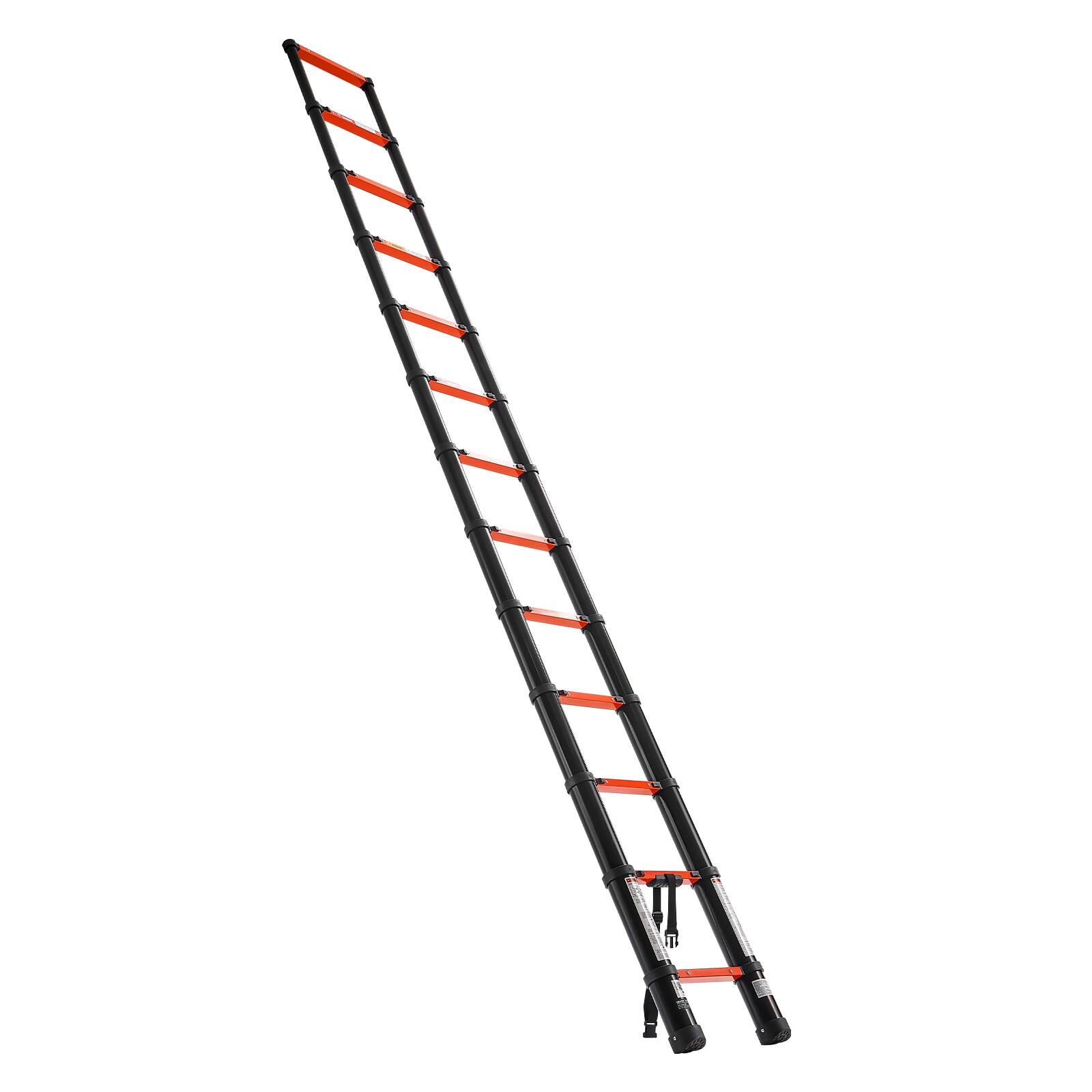 Alt View 5. VEVOR - Telescoping Ladder, 12.5 ft Extension Ladder Multi-Button Retraction, Heavy-Duty 330 lbs Capacity, for Home Repairs - Black;Orange.