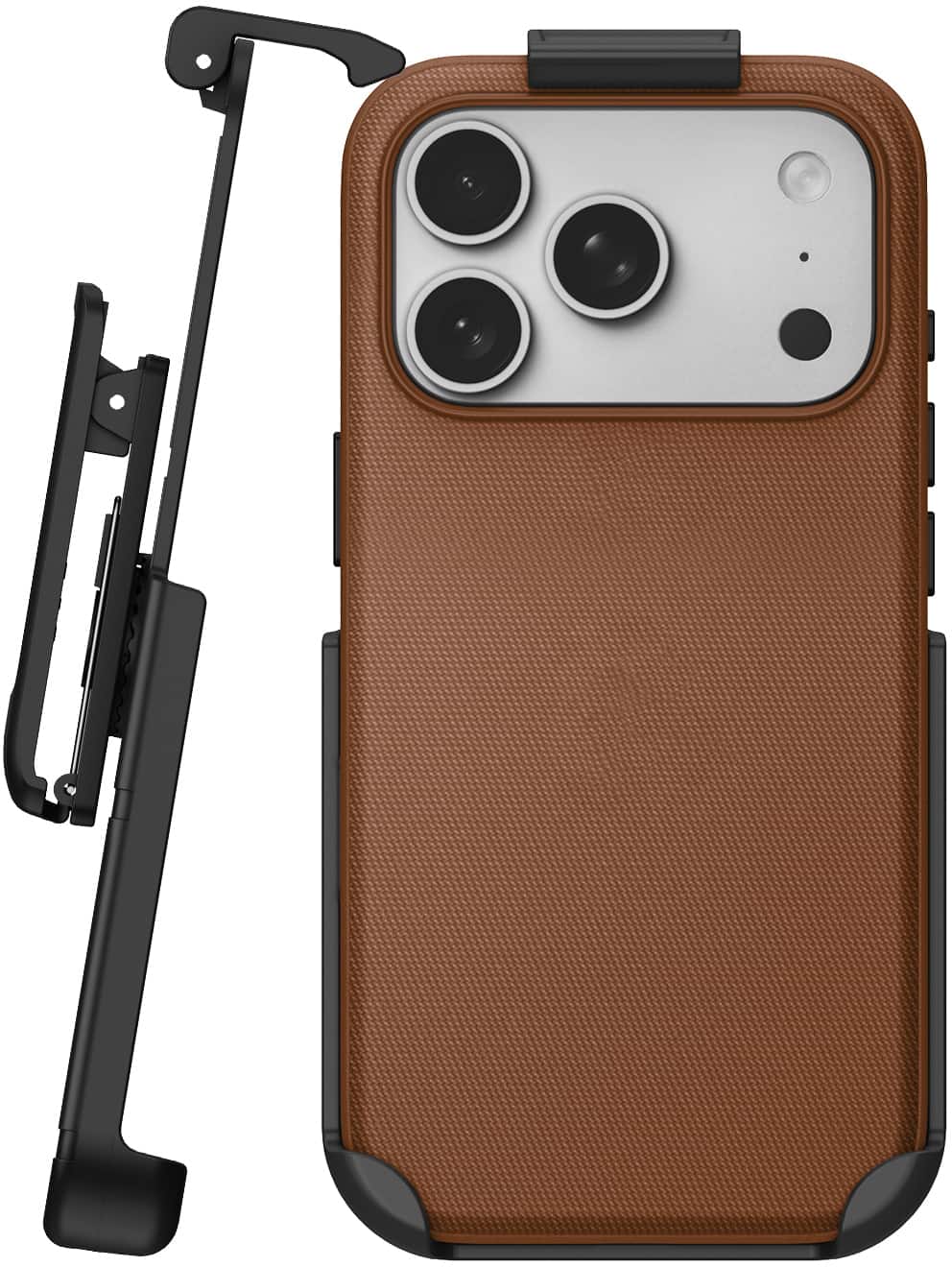 Nakedcellphone - Woven Combo for iPhone 17 Pro Case - Compatible with MagSafe - with Rotating Belt Clip Holster Holder - Brown