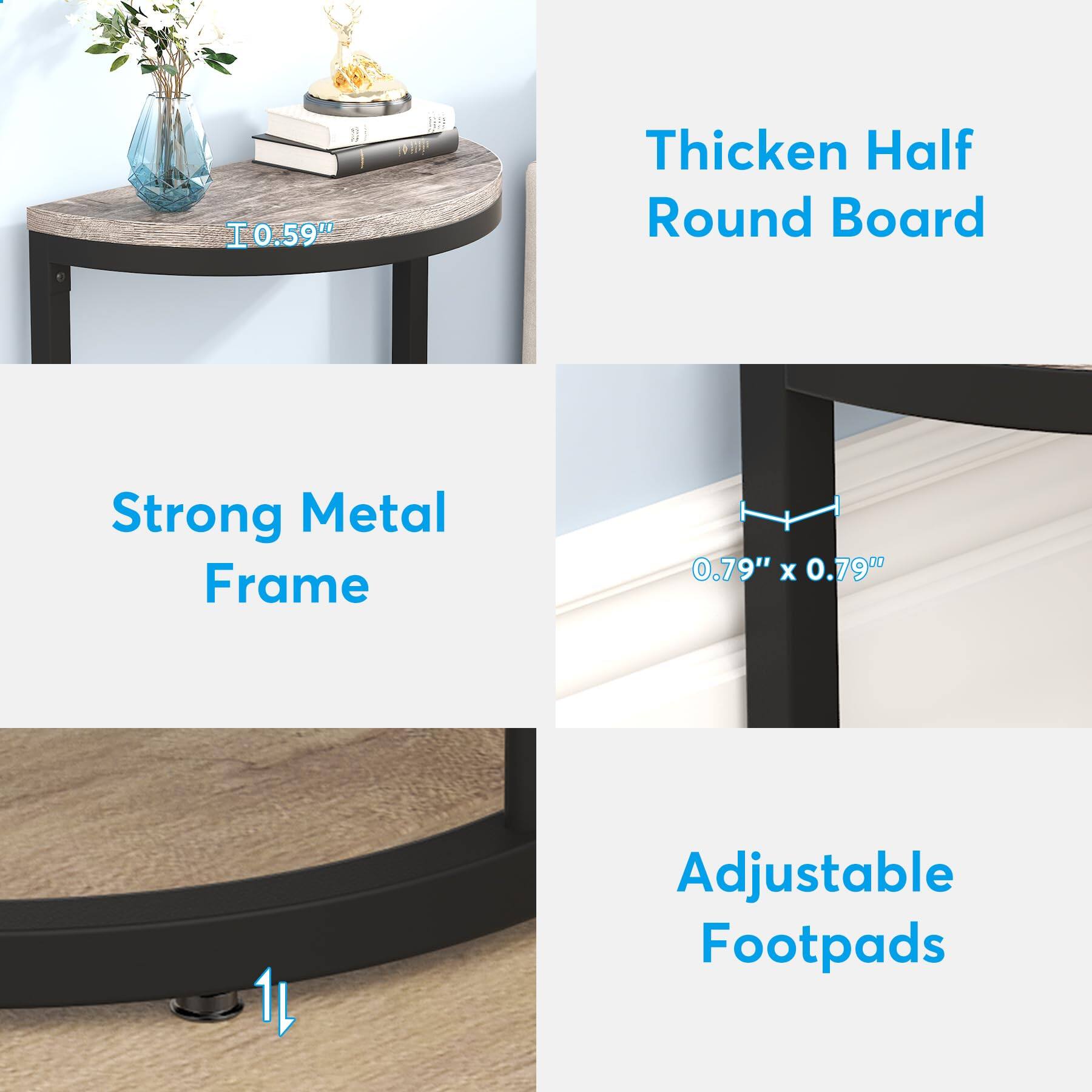 Thicken Half Round Board

Strong Metal Frame

0.79" x 0.79"

Adjustable Footpads