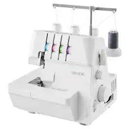 VEVOR - Serger Overlock Sewing Machine, 1250 Stitches Per Minute, 2-3-4 Thread Capability, 0.7-2 Adjustable Differential Feed - White