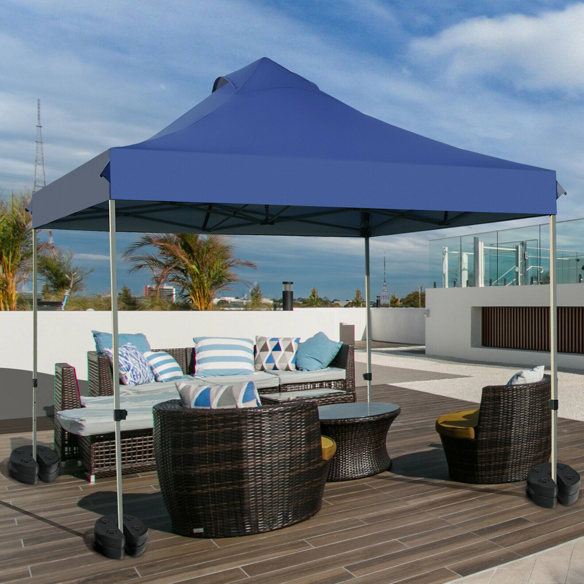 Alt View 2. Gymax - Gymax 6PCS Weight Plates Patio Canopy Tent Gazebo Shade Umbrella Water Filled 30LBS - Black.