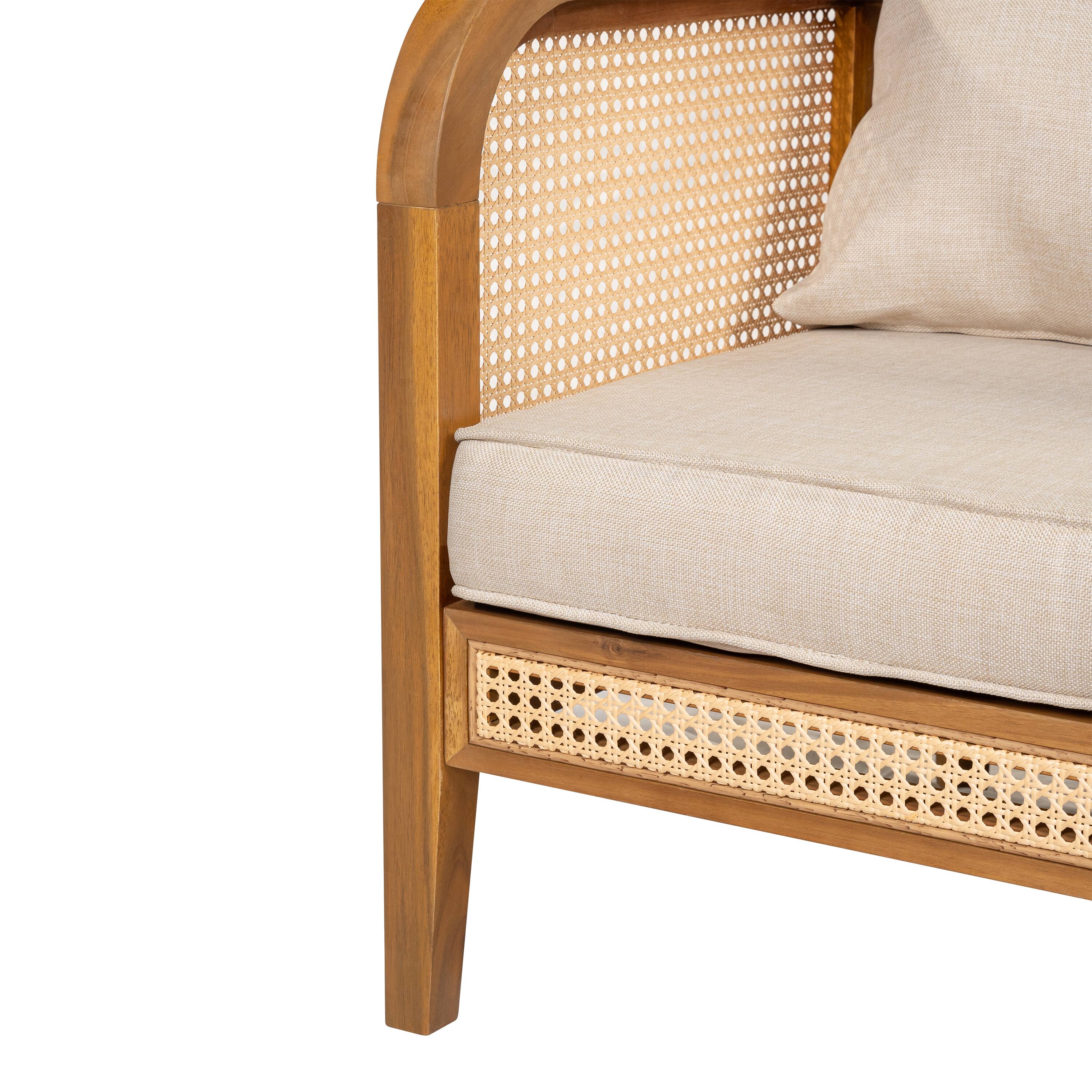 Alt View 6. Mondawe - 3 Piece Outdoor Patio Cushioned Chat Set - Teak+ Beige.