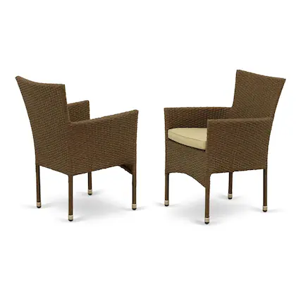 Front. East West Furniture - Wicker Patio Chair Brown - Brown.