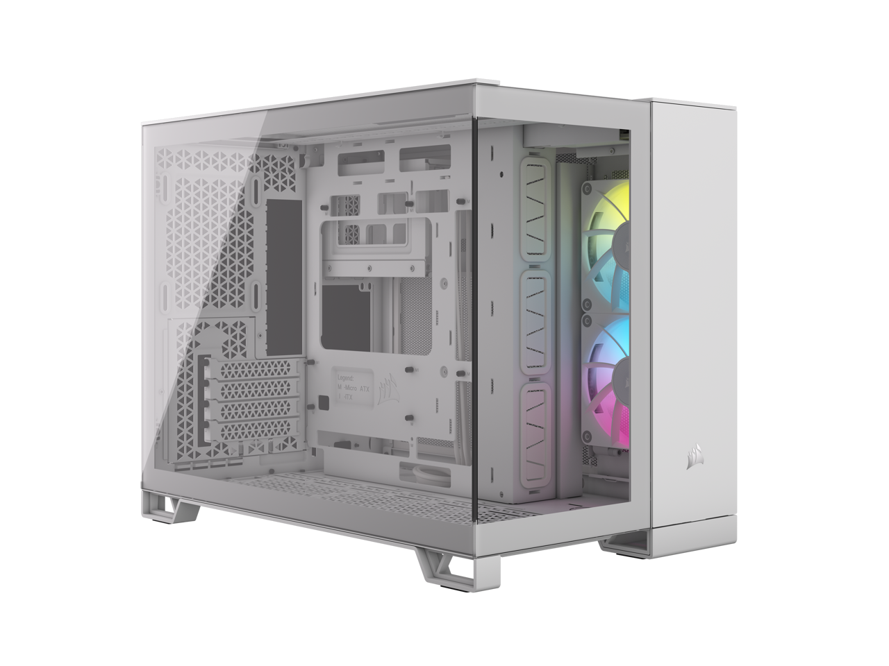 CORSAIR - iCUE LINK 2500X RGB Micro ATX Case – White – 2x RX120 RGB Fans – Dual Chamber – Tempered Glass - White