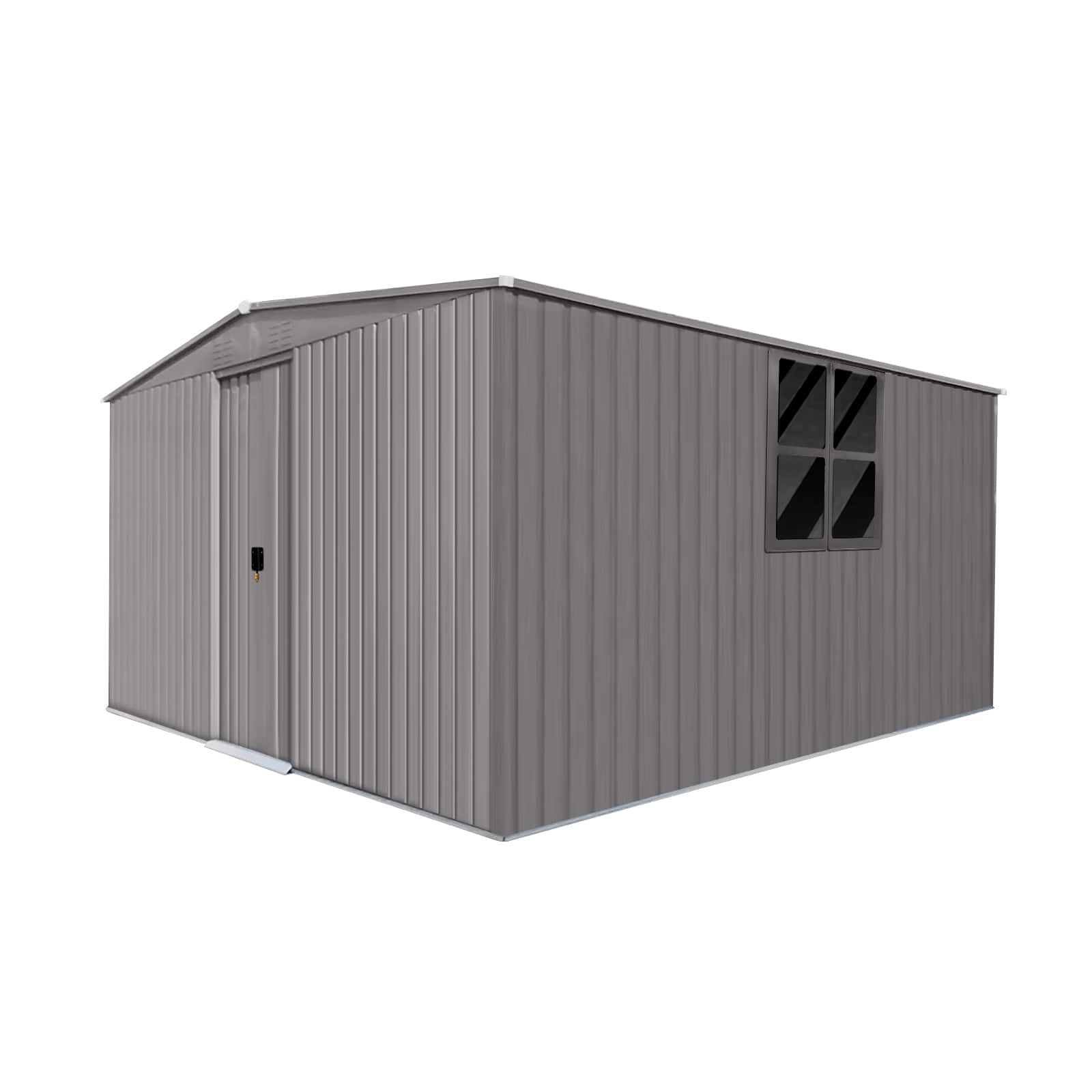 Mondawe - 13×11 ft Outdoor Storage Shed with Tool Space and Firewood Storage - Gray