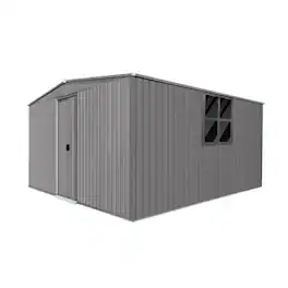 Mondawe - 13×11 ft Outdoor Storage Shed with Tool Space and Firewood Storage - Gray