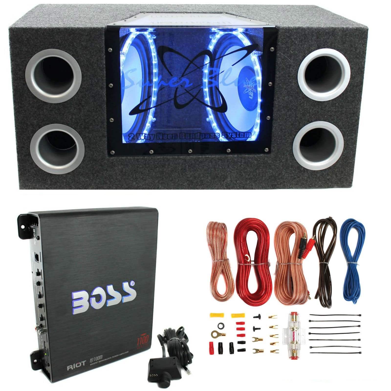 "Pyramid - BNPS102 10"" 1000W Dual Car Subwoofers w/ Box, 1100W Mono Amp, & Amp Kit - Black" price history on PriceWatchPro