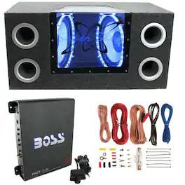Pyramid - BNPS102 10" 1000W Dual Car Subwoofers w/ Box, 1100W Mono Amp, & Amp Kit - Black