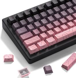 Womier - Double Shot PBT keycaps,Topographic Keys Cherry Profile Key caps for All US Layout Mechanical Keyboardd - Black-mei
