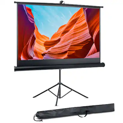 Front. Pyle - Pyle Projector Screen with Stand – 100-Inch, Portable Rollup Screen, Tripod, Indoor/Outdoor Use - Standard.