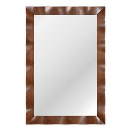 Gymax - 42'' x 28'' Farmhouse Wall Mirror w/Solid Wood Frame Rubber Wood Rustic Style - Brown