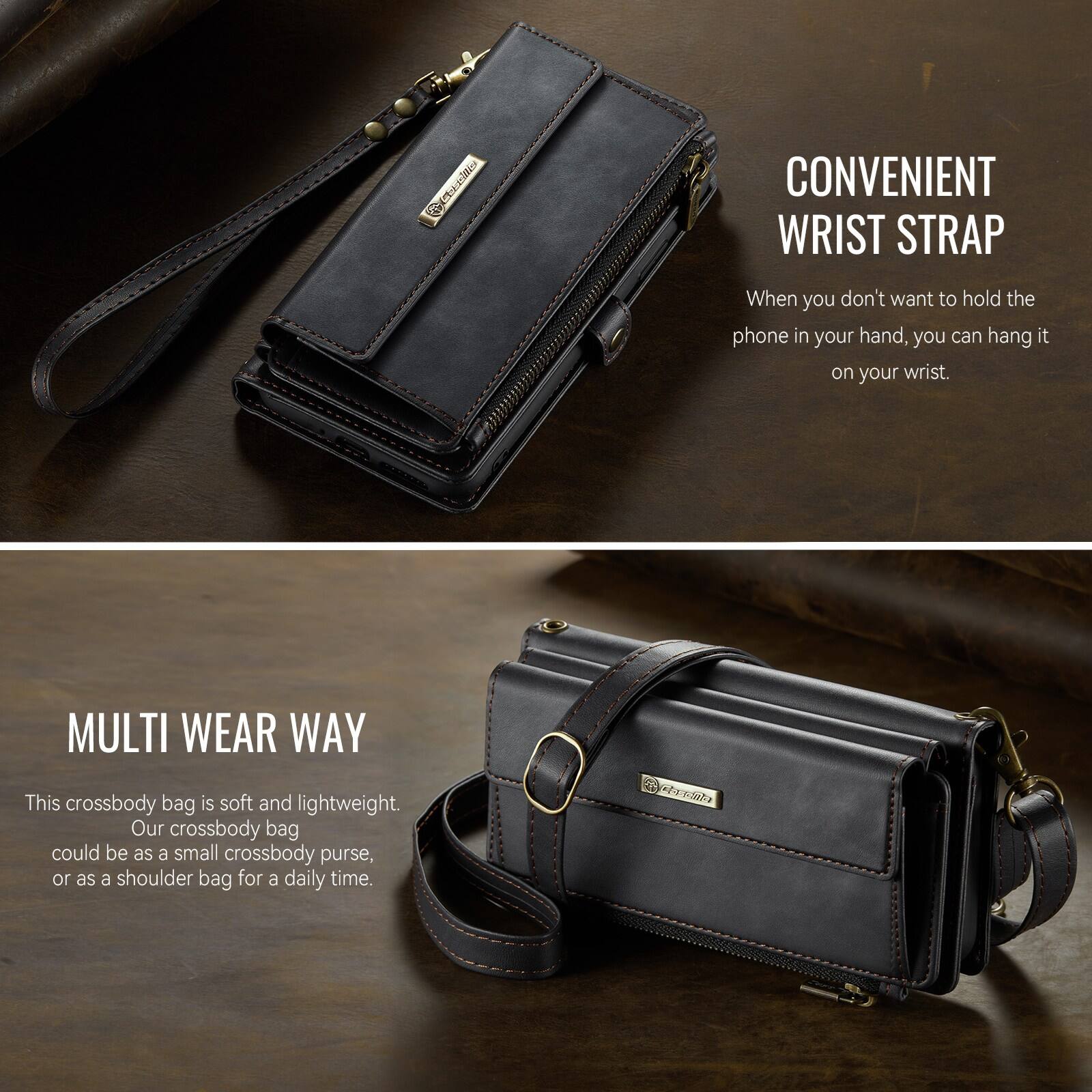 CONVENIENT WRIST STRAP  
When you don't want to hold the phone in your hand, you can hang it on your wrist.  

MULTI WEAR WAY  
This crossbody bag is soft and lightweight. Our crossbody bag could be as a small crossbody purse, or as a shoulder bag for a daily time.