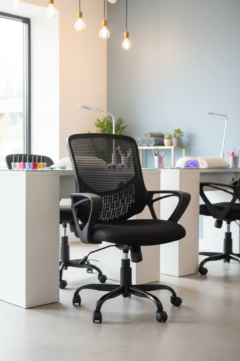 Alt View 4. AOITUN - Ergonomic Office Chair for Long Work Hours, Black Mid-Back Seat with Adjustable Arms, Swivel Design, 300 lb Capacity - Black.