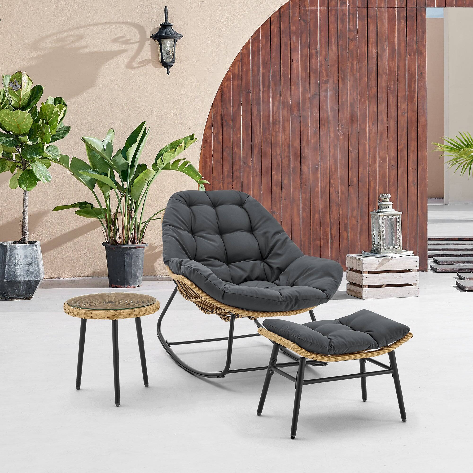 Angle. Manhattan Comfort - Benson Modern 3-Piece Patio Lounge Chair Set - Gray.