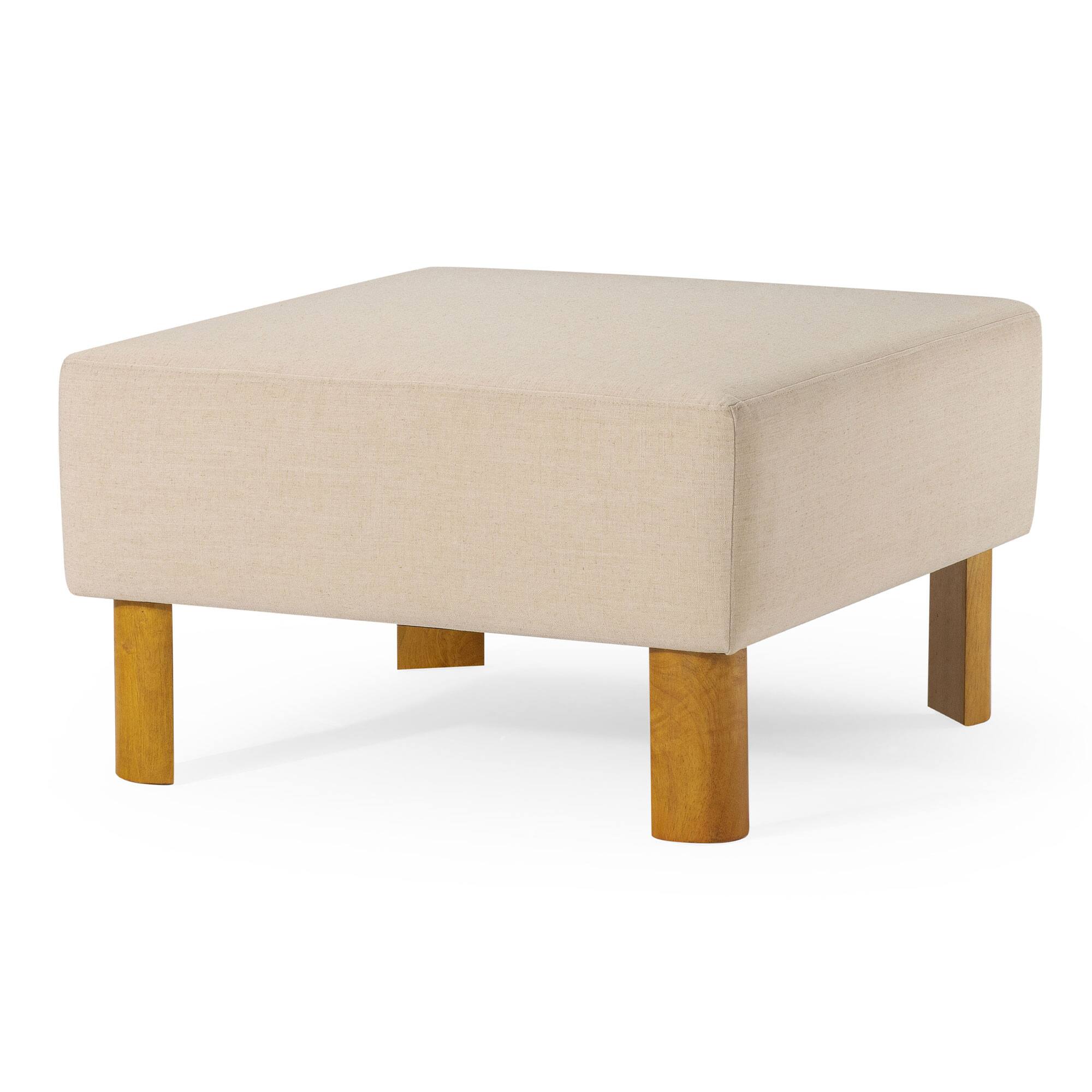 Maven Lane - Lena Contemporary Upholstered Ottoman w/ Wood Finish - Refined Natural