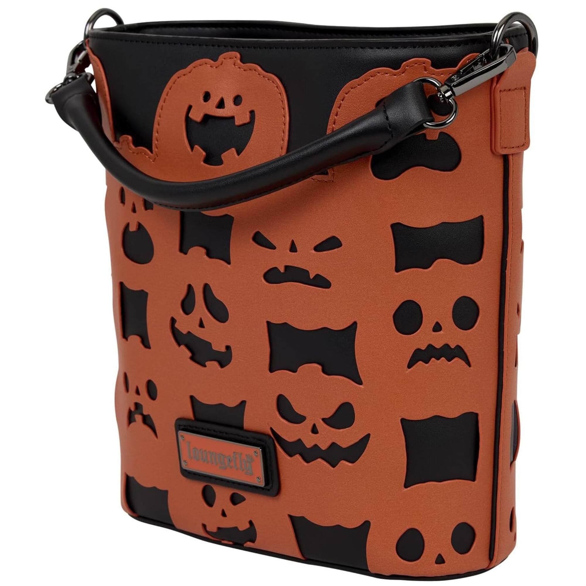 Alt View 1. Disney - Loungefly Halloween Pumpkin Crossbody & Tote Bag, Orange & Black - Black.