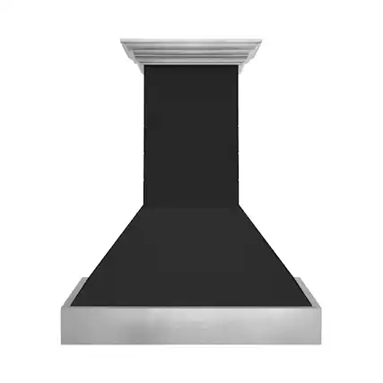 Front. ZLINE - ZLINE 30 in. Wooden Wall Mount Range Hood with Stainless Steel Accents (365CC-30) - Rustic Shiplap Black Finish.