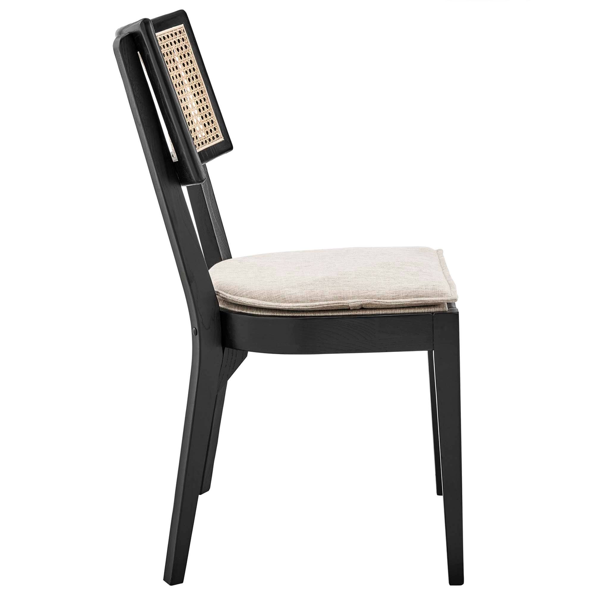 Left. Modway - Caledonia Fabric Upholstered Wood Dining Chair Set of 2 by Modway - Brown.