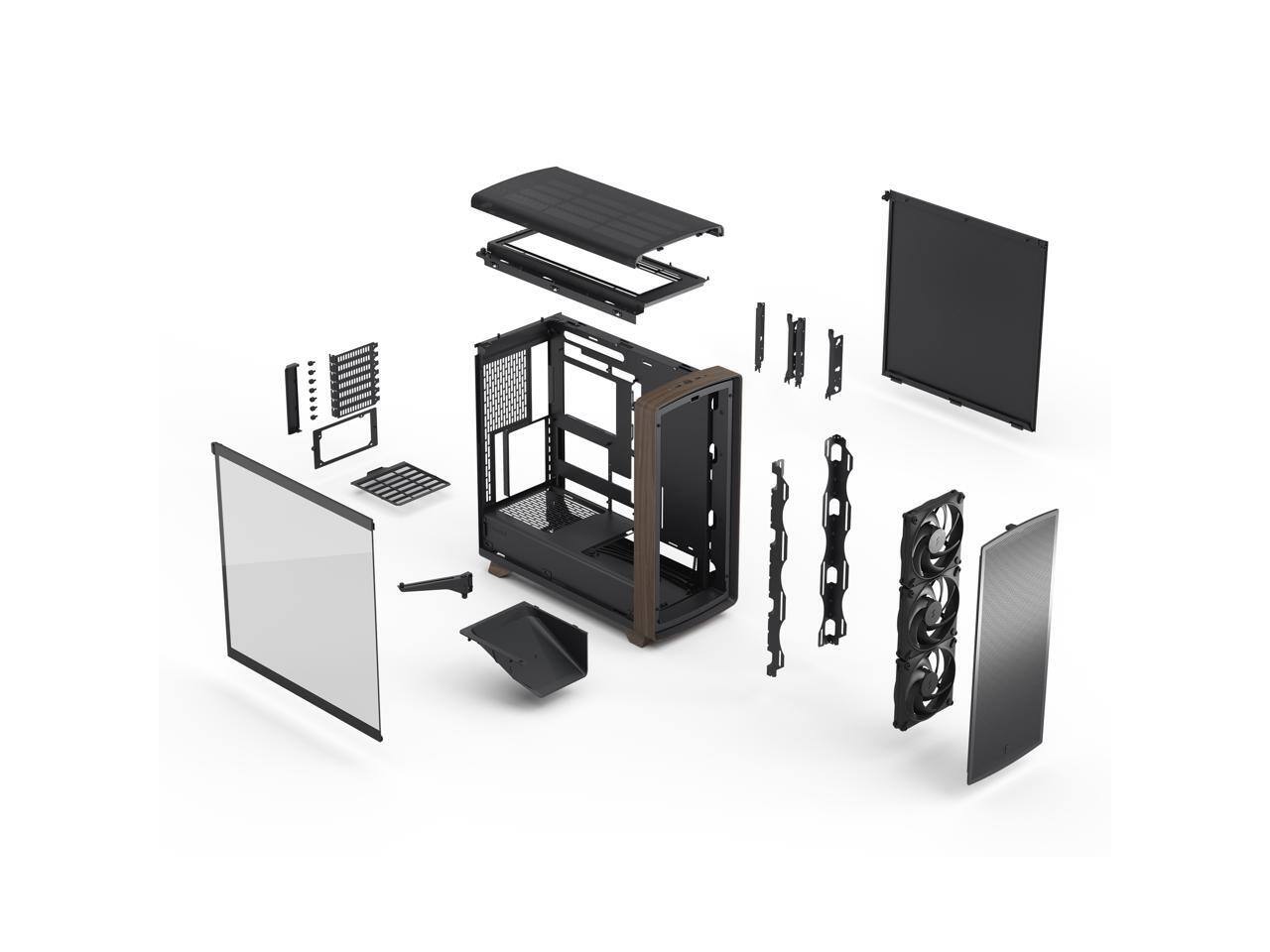 Alt View 7. Fractal Design - Fractal Design Summit Black TG Walnut PC Case - Tempered Glass, 3 Fans, ATX/E-ATX/mATX/ITX Support - Black.