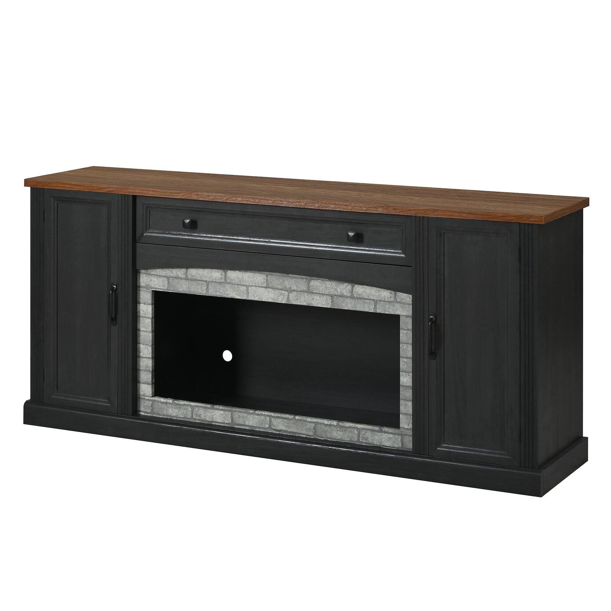Back. Whisen - 70" TV Stand, Media Console Cabinet with Storage Drawer, Adjustable Shelves and Cable Management - Black.