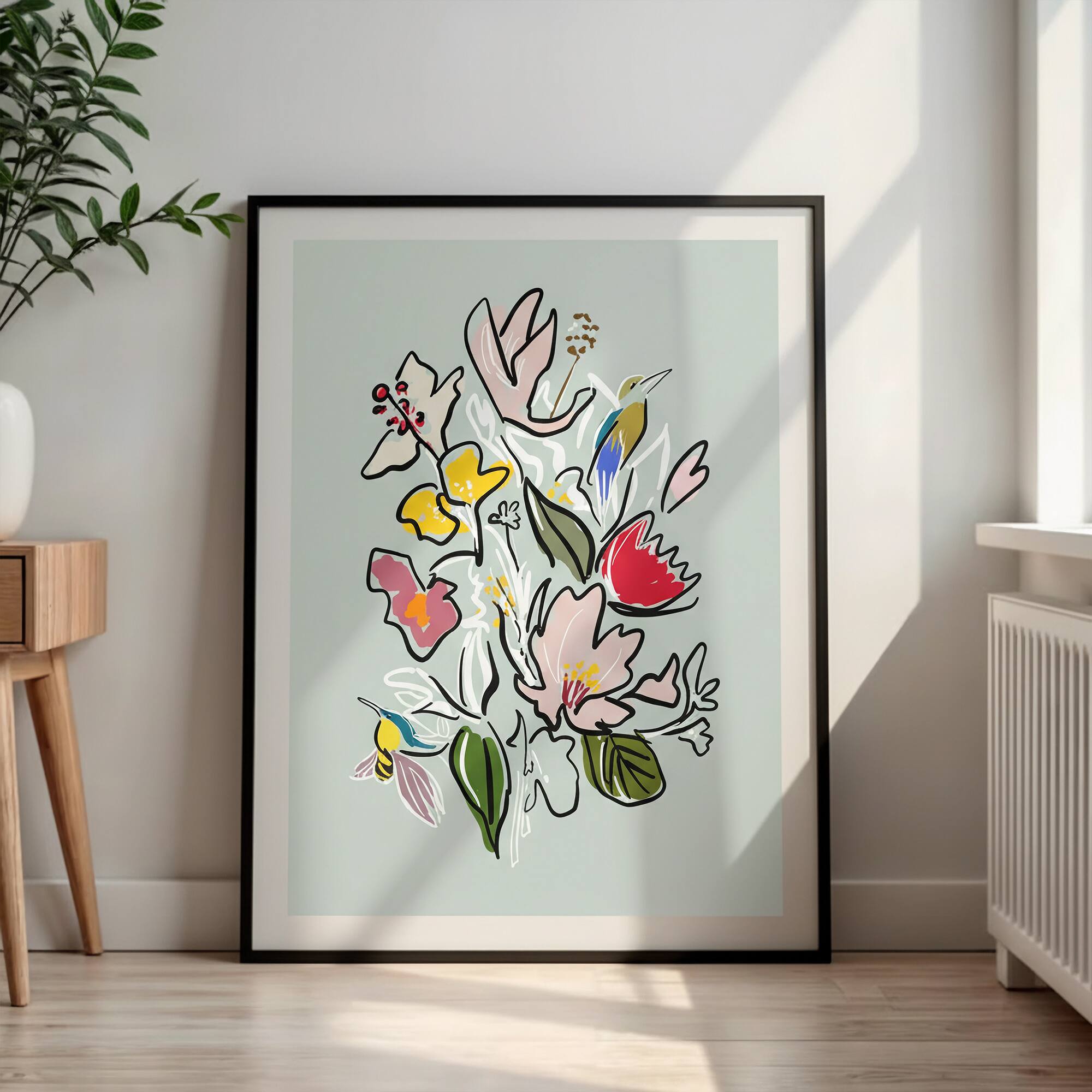 Alt View 5. HOMLUX - 1 Piece Framed Floral Bouquet Canvas Wall Art Modern Botanical Wall Decor Flower Canvas Print 24 in. x 18 in. - Multi-Colored.
