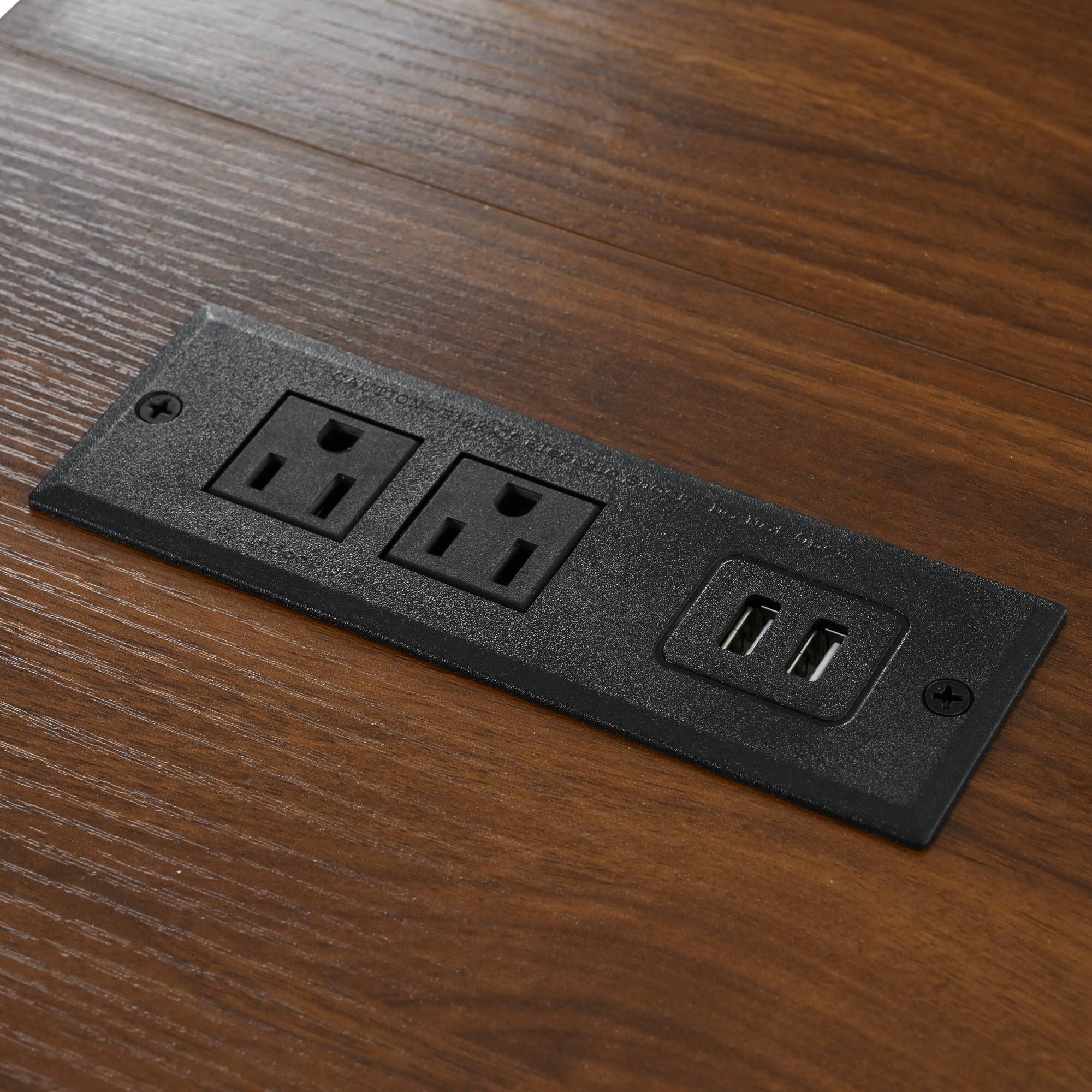 Alt View 9. PexFix - 54.5" Farmhouse Kitchen Island Cart with Built-in Power Outlet, Drop Leaf and Rolling Casters - Black.