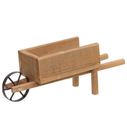 Front. BreeBe - Distressed Wooden Wheelbarrow - Natural.