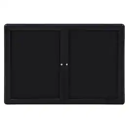 Ghent - 34"x47" 2-Door Ovation Fabric Bulletin Board - Frame - Black