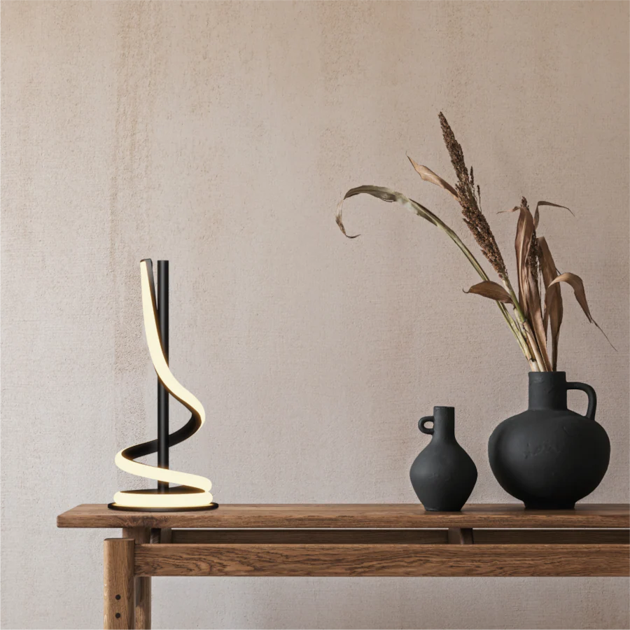 Infibrite Sculptural Curve 12W LED Table Lamp 16 Inch, 3000K Warm Touch ...